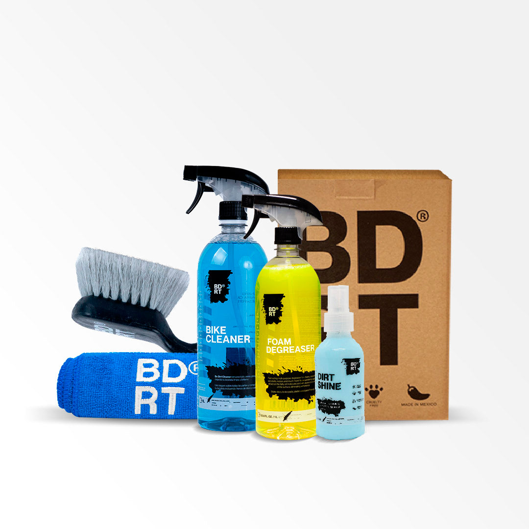 BE_DIRT_MOTO_KIT_DESENGRASANTE_FOAM_DEGREASER_LIMPIADOR_BIKE_CLEANER_ABRILLANTADOR_DIRT_SHINE_MICROFIRA_CEPILLO_SOFT_BRUSH_MOTOCICLETA_ENDURO